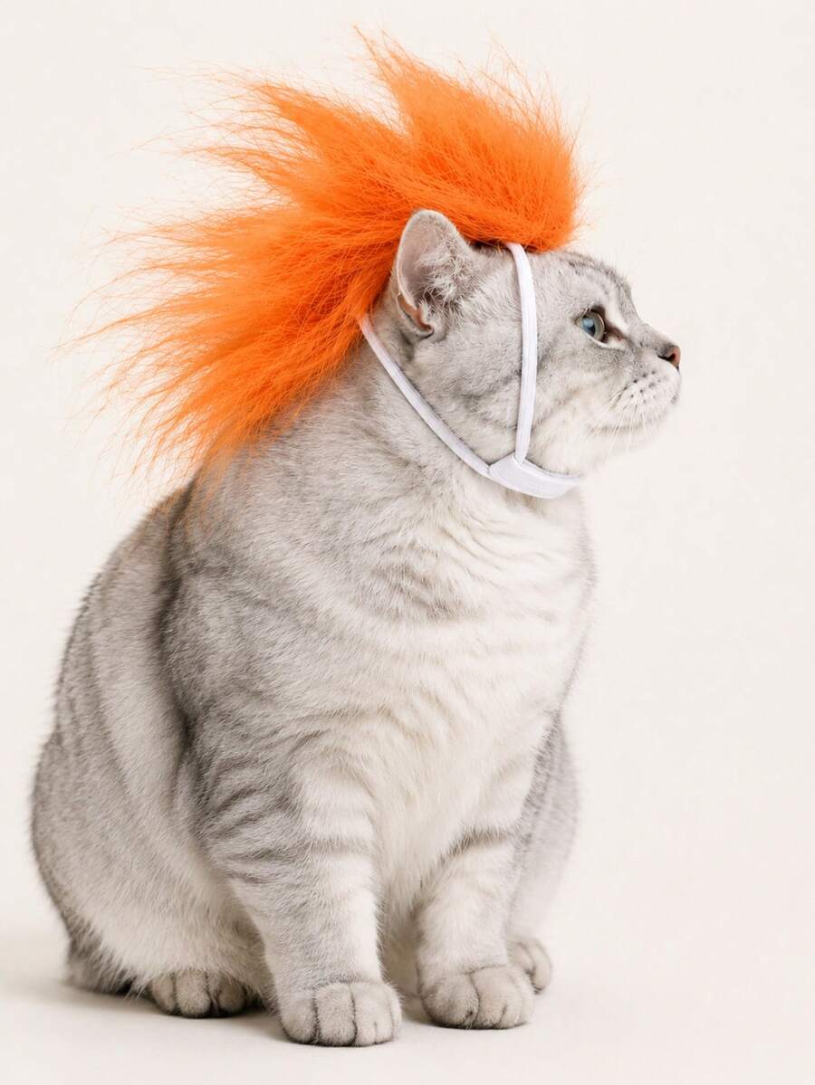 Fun Halloween Pet Wig, Adjustable Spiky Style Headpiece, Suitable For Cats And Dogs, Colorful Punk Hairstyle Cosplay Accessory, Perfect For Parties, Photos And Dress-Up - Multicolor - View 1