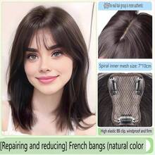 8-Character Bangs Fashion Natural Wig Hairpiece For Women, Seamless Lightweight Thin Top Hair Extension Clip-In Hair Accessory - Coffee Brown - View 14