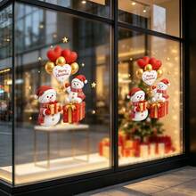 1pc Christmas Glass Sticker, Featuring A Cute Santa Claus Snowman Design, Reusable, Suitable For Home, Cafes, Store Windows And Storefront Glass, For Christmas And Winter Festival Decorations. - Multicolor - View 2