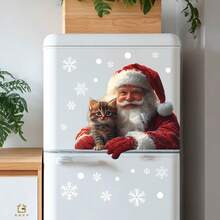 1pc 3D Santa Claus Window Sticker - Snowflake Decoration, Electrostatic Adsorption Double-Sided Visible, No Residue Christmas Glass Sticker, Removable Holiday Decoration, Christmas Store Window Sticker, Detachable Snowman Sticker, Removable Snowflake Dots - Multicolor - View 7