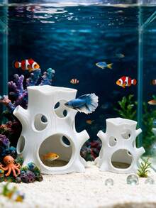 3D Printed White Tree Stump Hideout, Aquarium Fish And Shrimp Hiding Cave Shelter, Aquarium Decoration, Suitable For Betta Fish, Guppy, Tropical Fish And Shrimp, Provides Hiding And Breeding Space, Fish Tank Decor, Aquarium Landscape Ornament - A - View 4