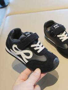 Kids' Bowknot Decor Hook & Loop Closed-Toe Anti-Kick Casual Sports Shoes For Boys And Girls - Black - View 5