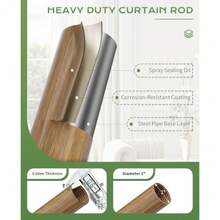 Wood Curtain Rods 1" Adjustable Boho Window Treatment Rods - Natural Wood - View 4