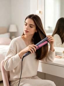 CRASTS Hair Straightener, 2‑In‑1 Flat Iron For Straight & Curly Hairstyles, Ceramic Plates With LCD Digital Display, Adjustable Temperature Professional Hair Styling Iron For Home Salon Use For Women Home Daily Hair Styling - Dark Grey - View 10