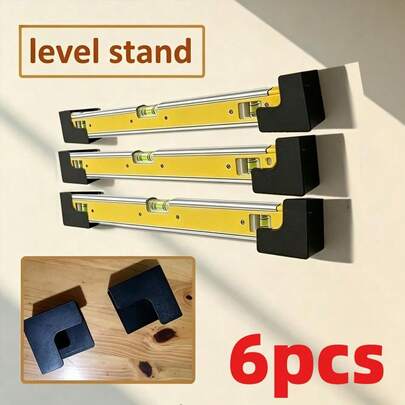 6pcs Universal Wall-Mounted Level Bracket, Level Storage Rack, Plastic Level Holder, For Workshop, Studio, Woodshop, Garage, Store, Home, Workspace And Other Occasions Level Storage Hook Category