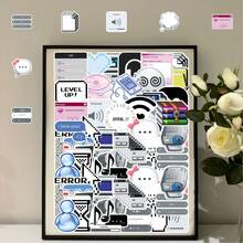 50pcs Vintage Computer Icon Symbols Stickers, Creative Decor For Mirror, Storage Box, Tablet School Supplies - Multicolor - View 9