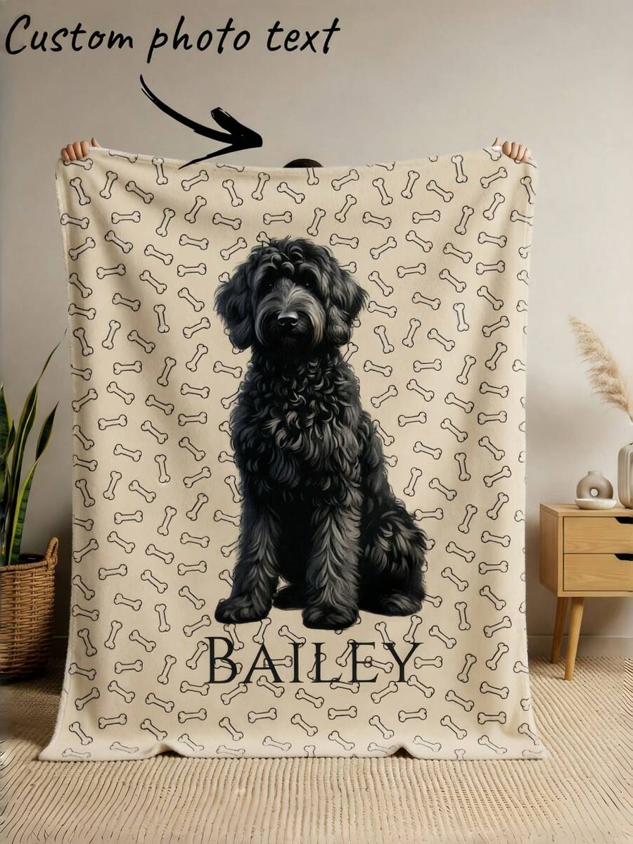 1pc Customized Dog/Cat Photo Blanket, Personalized Pet Name Blanket ...