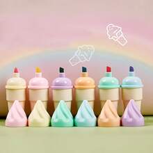 6pcs/Set Portable Mini Fluorescent Pens, Sweet Cone Design - Sets - View 9