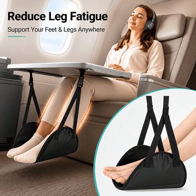 1pc Super Comfortable Airplane Footrest, Adjustable Height, Portable Soft Polyester Material, Travel Foot Support Pad, Compact Design, Space-Saving, Suitable For Airplane, Train And Office Leg Suspension