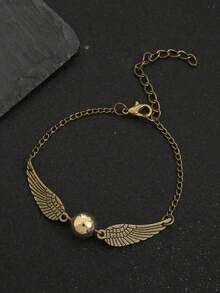 Golden Snitch Wings Bracelet - Handmade Hedwig Owl Pendant, Stackable Jewelry, Fan Gift, Magical Creature Style - one-size - View 6
