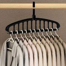 11-Hole Magic Folding Clothes Hanger Organizer, Multi-Functional Non-Slip Plastic Portable Wall-Mounted Closet System, 3.2 Cubic Feet Enclosed Storage Capacity - Lightweight - Multicolor - View 2