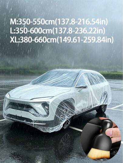 Transparent Plastic Car Cover | Disposable Transparent All-Weather PE Film Car Protector, For Rain, Snow, Dust, UV Protection | Universal For Sedan, SUV, Truck, Vehicle | Outdoor Indoor Use, Short-Term Parking, Storage, Dust Cover, Emergency Wind Cover, Car Wash Drying, Dealer Parking Lot Protection | Waterproof, Lightweight