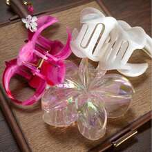3pcs Korean Style Mambo Plumeria Tie-Dye Sweet Fresh Floral Hair Claw Clips - Multicolor - View 5