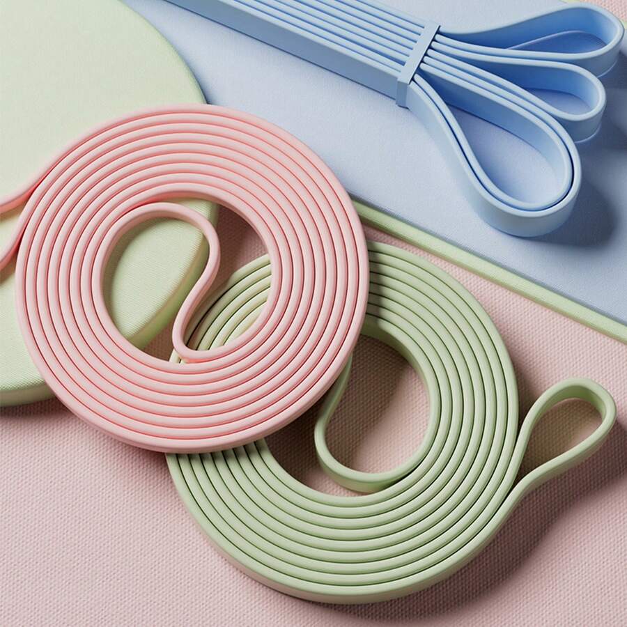 Flexible Silicone Yoga Resistance Band, High Elasticity Stretching Band, Suitable For Full Body Workout, Shoulder And Back Training, Home Gym Pilates Fitness Accessory - Multicolor - View 1