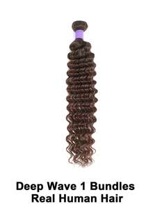 Deep Wave Bundles Human Hair 32 Inch Hair Extensions #4 Chocolate Brown Brazilian Virgin Human Hair Bundles For Women Wet And Wavy Quick Weave Hair Extensions Double Weft - S4 - View 26