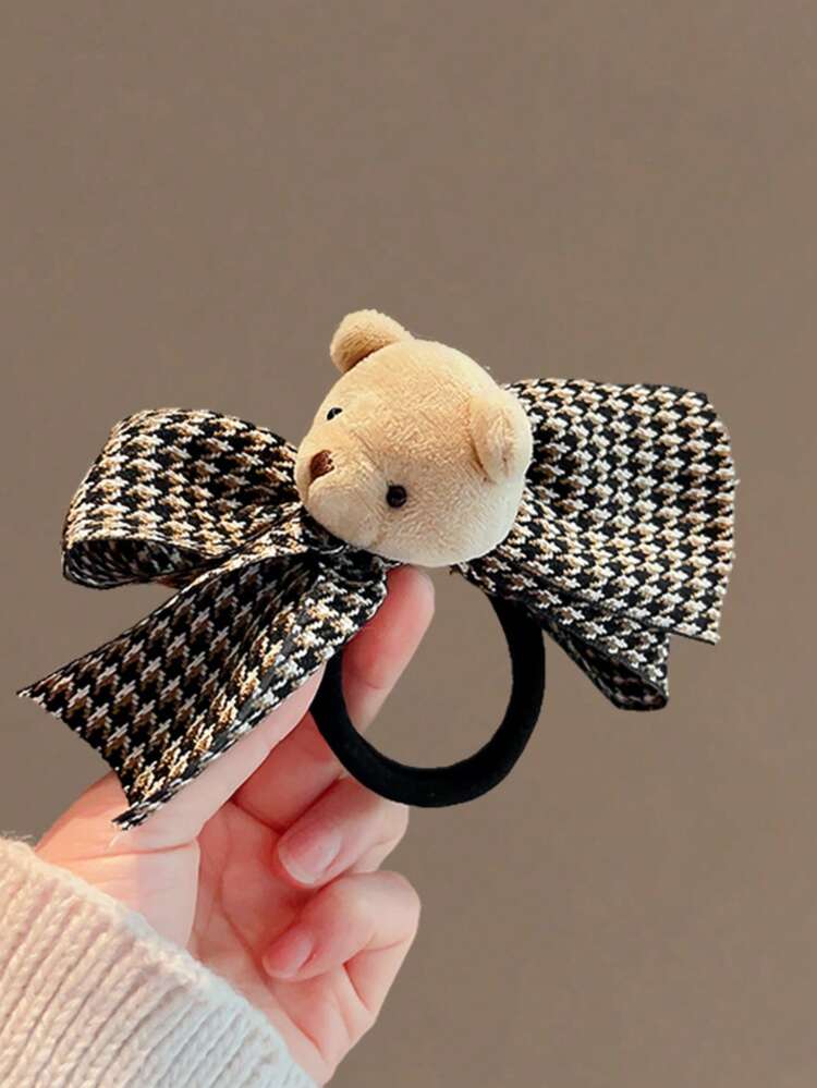 2/1pc Cute Little Bear Bow Hair Scrunchie For Girls, Suitable For Daily Wear, Autumn/Winter Hair Accessory - Multicolor - View 5