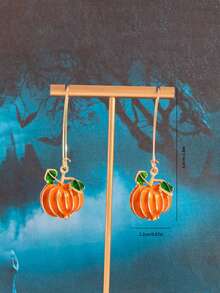 2pcs Fashion Creative Pumpkin Halloween Earrings, Personalized Pumpkin Pendant Hoop Earrings, Halloween Thanksgiving Christmas Earrings - Style 2 - View 3