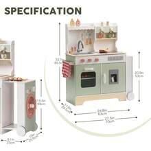 ROBUD Wooden Play Kitchen Set For Kids Toddlers, Pretend Kitchen Playset - Mint Green - View 8