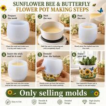 Sunflower Bee Butterfly Embossed Succulent Planter Silicone Mold, Can Make Aromatherapy Candles, DIY 3D Embossed Mold, Reusable, Compatible With Resin, Plaster, Cement, Clay, Handmade Decor, Home Holiday Gift - A - View 6
