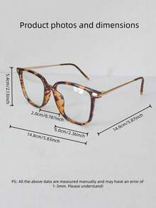 1PC Men's And Women's Retro Fashion Box Simple Metal Spring Hinge Versatile Flat Light Glasses - Black - View 5