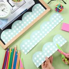 Pink And White Plaid Self-Adhesive Bulletin Board Border, Pink And White Plaid Pattern, Wavy Edge Design, Self-Adhesive Backing For Easy Application, Customizable Cutting, Suitable For Classroom School Bulletin Boards, Office, Home Wall Decor, Handmade DIY, Campus Atmosphere Decoration Strip - A - View 7