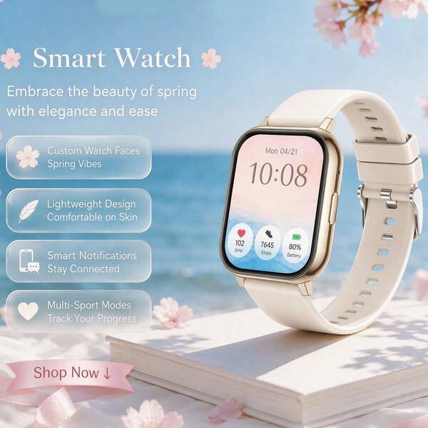ZhiKexing Sports Fashion Smartwatch, 1.83-Inch Full Touch Screen, Supports Wireless Calls And Messages, Wireless Music Playback, Fitness Tracker Smartwatch. Suitable As Gift For Friends And Couples, Compatible With Android And IOS