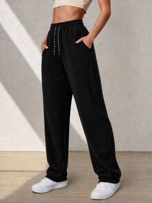Women Sweatpants - Black Whole Bean Coffee - View 2