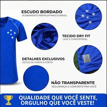 BRAZILINE Camisa Cruzeiro Basic Feminina Retrô oficial licenciada - Azul - Visão 2
