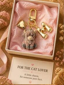 Bag Charm Flocked Calf Keychain, Bag Pendant, Backpack Charm, Decorative Accessory With Heart & Letter Metal Accent, Suitable For Girls, Students, Commuters, Birthday & Holiday Gift, Decorates Keys, Handbags, Backpacks, Daily Outfit Accent, Cute 3D Flocked Personalized Portable Accessory Gift - Multicolor - View 7