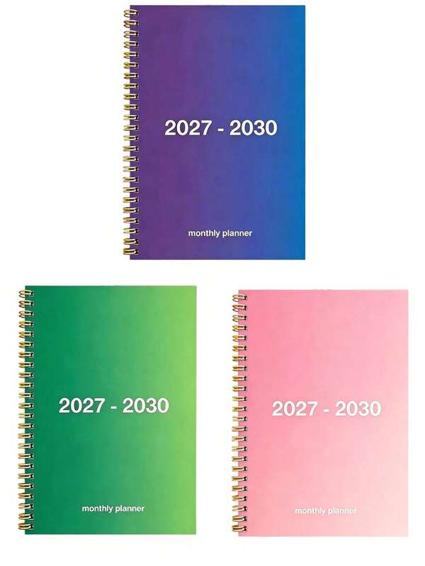 1pc Gradient Theme Cover Design 2027-2030 Monthly Calendar Planner, 4-Year Monthly Planning Notebook, Spiral Bound Notebook, Back To School Christmas And New Year Gift