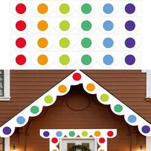 Latar Belakang Kain Berbentuk Atap dengan Motif Polkadot Warna-warni untuk Natal, Dapat Digunakan Kembali dan Dicuci, Dekorasi Pesta Bermotif Permen dengan Lubang yang Sudah Dilubangi untuk Dekorasi Dinding Rumah Saat Liburan - Multiwarna-A - View 3
