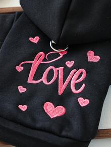 1pc Pet Clothes Dog Cat Apparel Clothing Small Dog Puppy Cute Pet Clothes Dog Apparel Clothing Small Dog Autumn/Winter Warm Comfortable Pink Heart Sweatshirt - Black - View 5