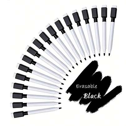 10/50/100pcs - Fine Tip Whiteboard Markers With Eraser Cap, Low Odor Black Markers, Suitable For Classroom/Office/Home, Applicable To Glass And Metal Whiteboards, Writing Supplies