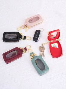 MIYIN Fashionable Visible Key Cover, Minimalist Solid Color Crocodile Texture Keychain, Unisex, Mini Portable Scratch-Resistant Car Key Pouch - Universal Car Key Ring, PU Zipper Key Ring Wallet, Men's Birthday Gift, Gift For Husband, Women's Gift, Valentine's Day Gift, Key Storage Bag, Mini Wallet - Multicolor - View 9