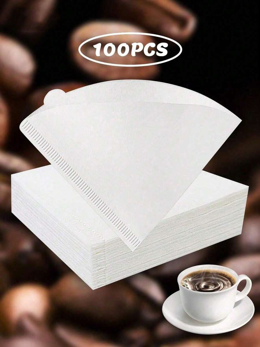 100片 V型咖啡濾紙,一次性咖啡與茶濾紙,適用於手沖滴濾咖啡機,開學季、辦公室、咖啡店日常使用配件 - 彩色 - 查看 1