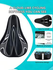 3D Thickened Bicycle Seat Cover Hollow Breathable Cushion Cover For Cycling Enthusiasts Compatible With Replacement Bicycle Saddle Cover For Fixed-Gear Exercise, Mountain And Road Bike Seats Perfect For Gym Spin Bicycle And Highway Rides - Multicolor - View 8