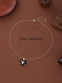 1pc Black Gothic Heart-Shaped Necklace,For Men's Jewelry Accessories With Leaf Design Element In The Center Of The Pendant,Must-Have Item For Outings - Necklace - View 6