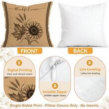 4 piezas/1 pieza Funda de almohada con patrón de ilustración de boceto de calabaza de cosecha de otoño vintage sin relleno, funda de almohada impresa por un solo lado, adecuada para sala de estar, dormitorio, decoración del hogar, funda de almohada para todas las estaciones - Multicolor 07 - Ver 4