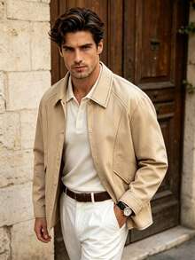 Jaket Pria Kasual Musim Semi/Gugur Model Baru dengan Kerah, Cocok untuk Perjalanan Sehari-hari, Liburan, dan Hadiah. - Khaki - View 2