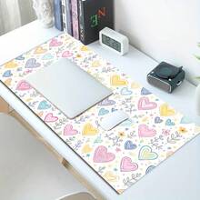 Extra-Large Desk Mat With Cute Colorful Heart And Floral Design – Rubber Base; Perfect For Gamers And An Ideal Gift For Gaming Enthusiasts; Washable And Durable; Professional Gaming Setup | Desk Mat | Mouse Pad - Mouse Pad - View 3