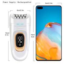 Hatteker 1pc 2-In-1 Electric Epilator USB Rechargeable Multi-Function Women's Intimate Trimmer Armpit Hair Removal Device Shaver Razor - View 4