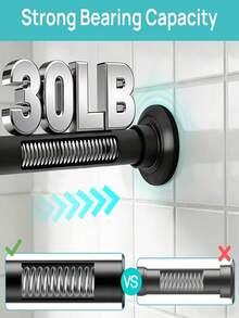 No-Drill Telescopic Rod, Heavy-Duty Shower Curtain Rod, Thickened Tension Rod, Super Strong Load-Bearing Spring Rod, Heavy-Duty Drying Rack, Wardrobe Support Rod, Suitable For Cabinets, Bathrooms, Balconies, Laundry Rooms, Home Decor > Kitchen & Bath > Home Improvement Bath & Plumbing > Bath Hardware & Installation > Shower Curtain Rod - D8 - View 4