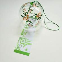 1pc Japanese Style Glass Wind Chime, Floral Printed Hanging Ornament With Paper Tassel For Window Home Patio Garden Decor - Japanese Wind Chime - View 14