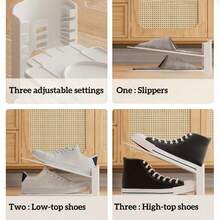 1/3pcs Double-Layer Adjustable Creative Shoe Rack, Shoe Slot Storage Rack, Suitable For Entryway, Hallway, Living Room, Dorm, Bedroom Closet, Bathroom, Home, Double-Layer Shoe Storage Rack. Shoe Rack, Shoe Storage, Storage, Back To School - Multicolor - View 9