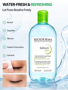 Bioderma 500ml Micellar Cleansing Water, 2 Options Available, Gentle & Soothing For Sensitive Skin / Oil Control & Purifying For Oily And Combination Skin, Daily Facial, Eye And Lip Home Skincare - Green Micellar Water 500ml - View 4