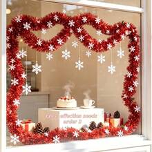 3/2/1pc Christmas Decorations: White Snowflake, Red Pleated Stripe, Decorative Christmas Ribbon, Madder Red Hanging Ornament, Home Decor, Party Decoration - Conventional - View 3
