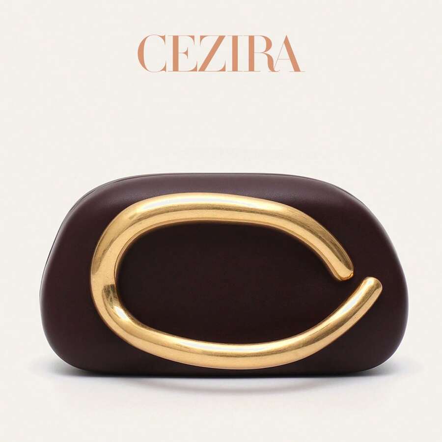 CEZIRA Fashionable Elegant Design PU Vegan Leather Hard Shell Evening Clutch Bag With Metal Handle For Women, Suitable For Banquet, Party, Date, Wedding Occasions - Multicolor - View 1