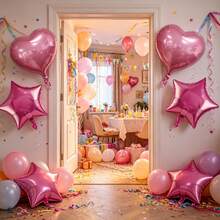 5pcs Multi‑Color Heart And Star Shaped Aluminum Foil Balloons Set For Birthday And Holiday Party Decorations - View 5