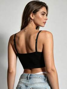Runway Rest 3pcs/Set Bra Camisole Wanita Warna Polos dengan Tali Bahu yang Dapat Diatur, Nyaman, Tanpa Kawat, dan Berbantalan, Cocok untuk Olahraga dan Tidur - MultiWarna - View 2