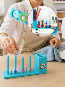 Multifunctional Magnetic Tool Holder Storage Box,Equipped With A Bobbin, Suitable For Sewing Machine Thread Spools, Screwdrivers, Tweezers - Blue, With Colorful Knob, No Installation Required, Convenient Storage, Sewing Machine Accessory - A - View 14